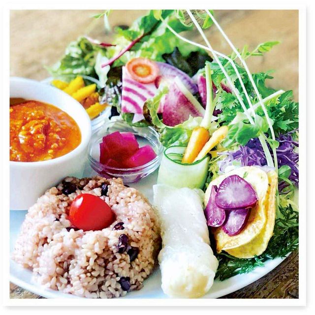 CAFE CURE NATURAの看板メニュー、ヘルシーおから春巻きプレート。の画像