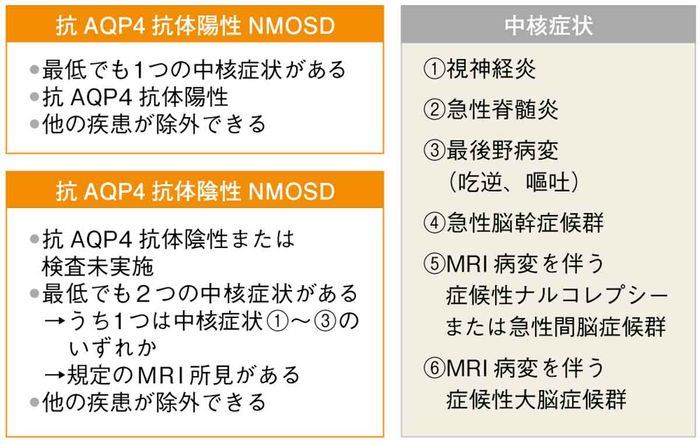 表1 成人例におけるNMOSDの診断基準の画像