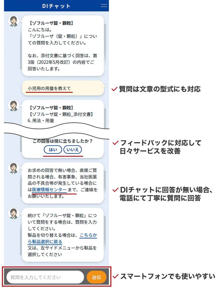 塩野義製薬株式会社チャットボット検索例の画像
