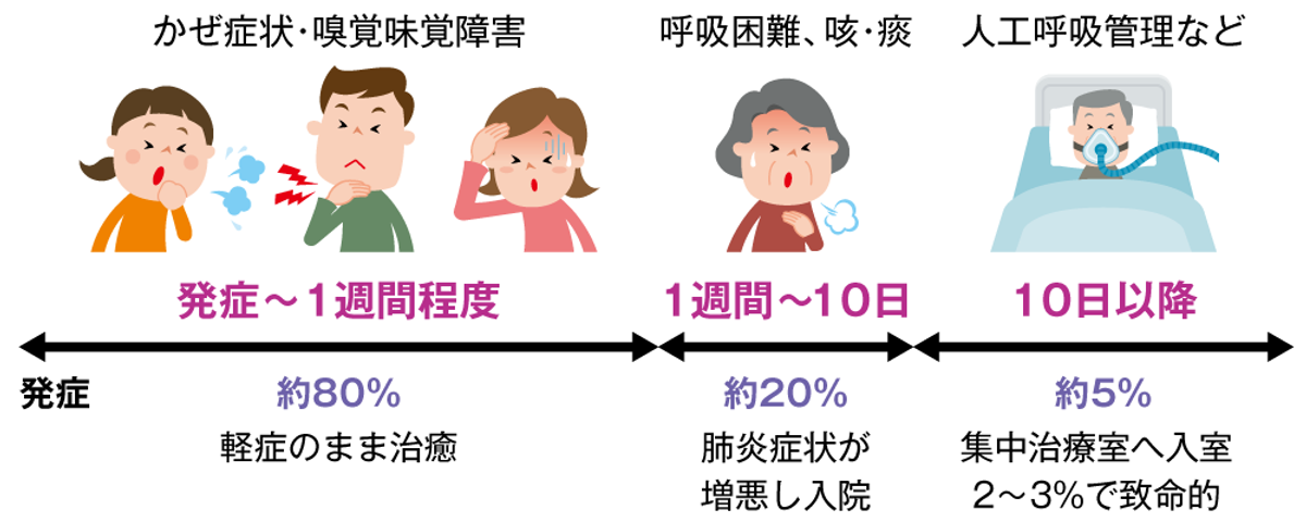 新型コロナウイルスの臨床経過の画像